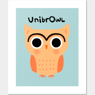UnibrOwl Funny Cute Owl with Unibrow Posters and Art